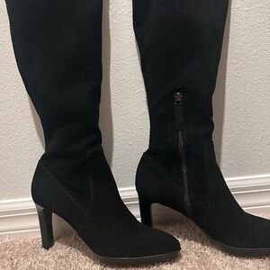 Aquatalia Rhumba II Black Knee High Weatherproof Suede Boots Zip 9.5